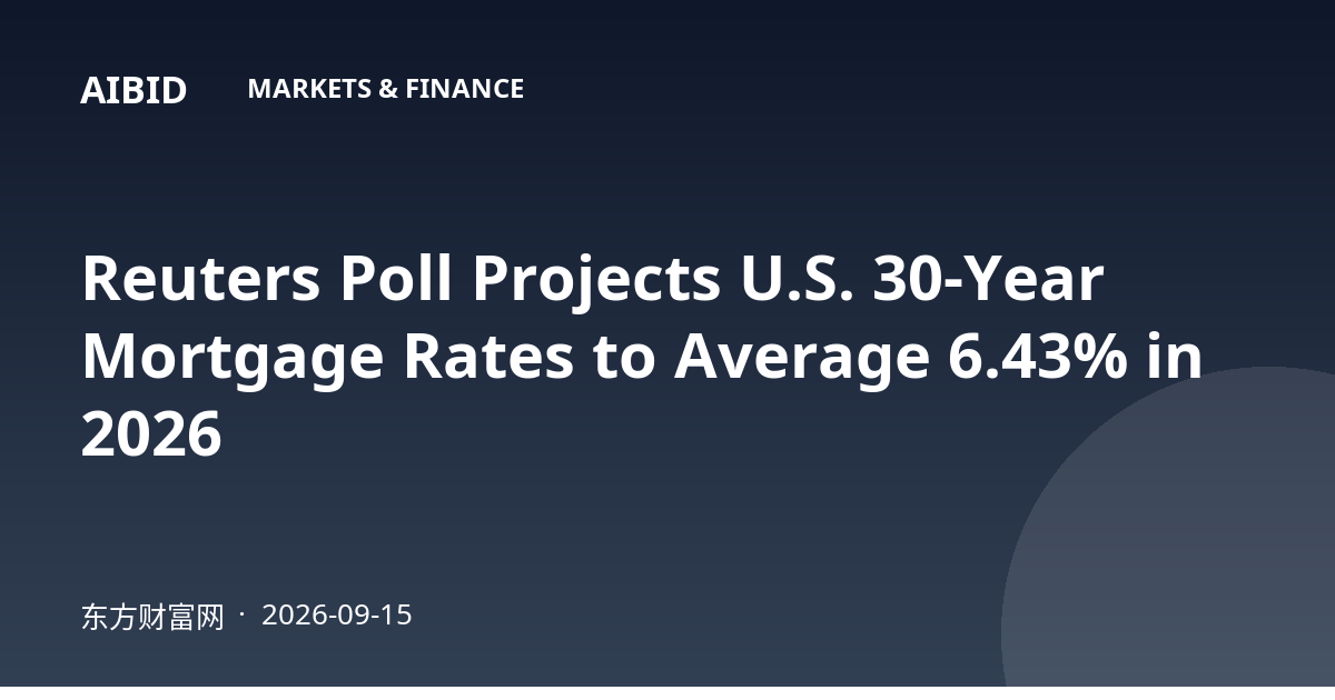 Reuters Poll Projects U.S. 30-Year Mortgage Rates to Average 6.43% in 2026
