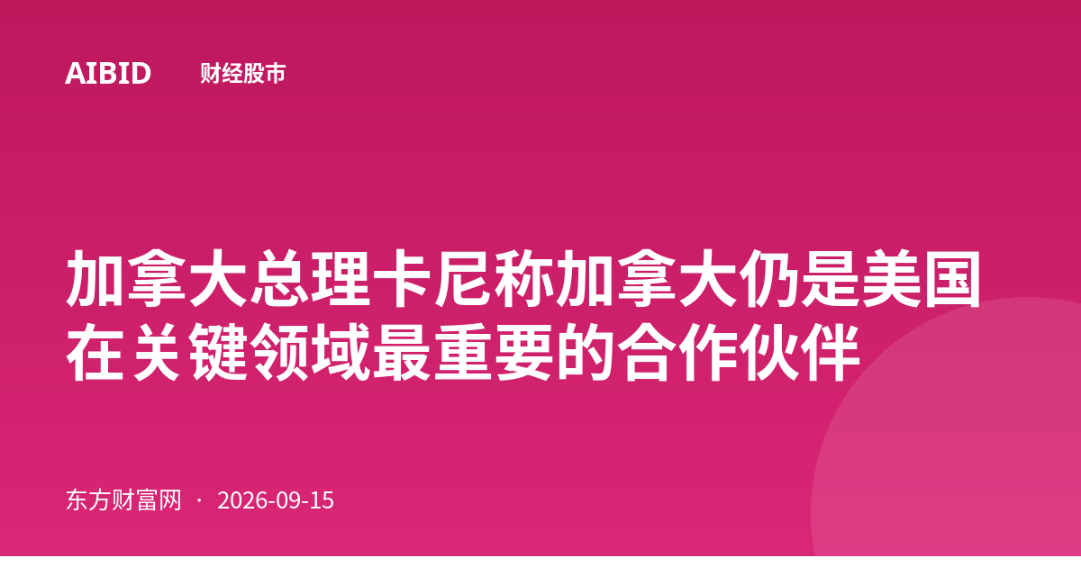 加拿大总理卡尼称加拿大仍是美国在关键领域最重要的合作伙伴