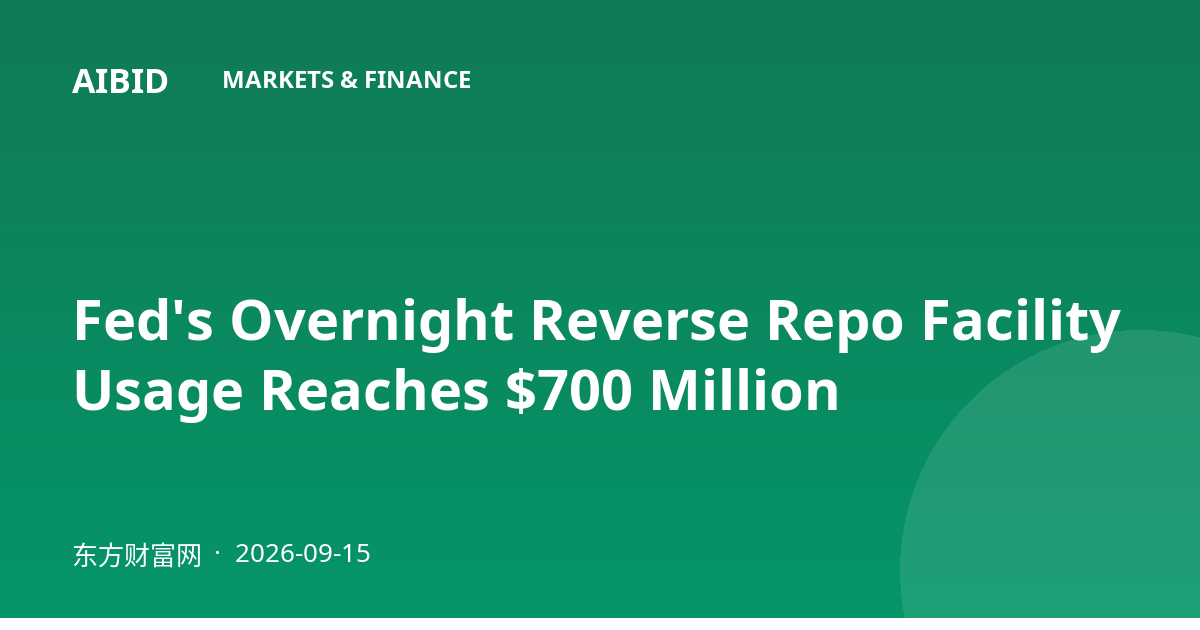 Fed's Overnight Reverse Repo Facility Usage Reaches $700 Million