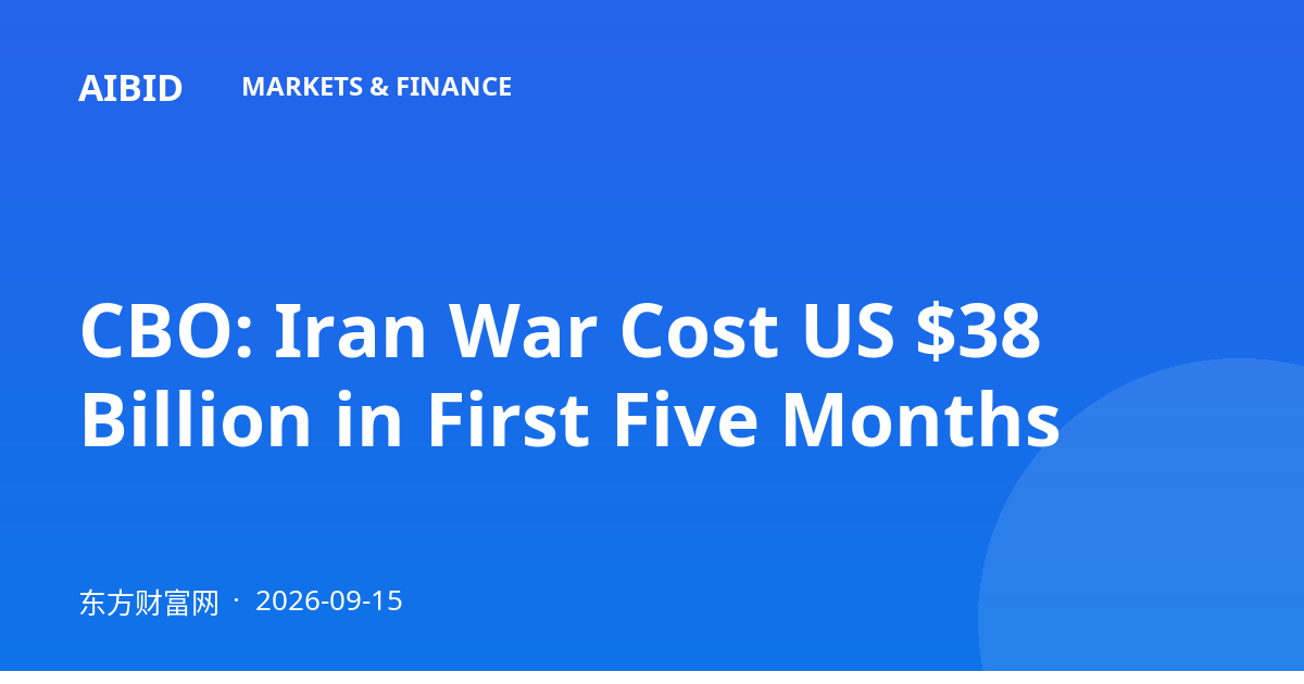 CBO: Iran War Cost US $38 Billion in First Five Months