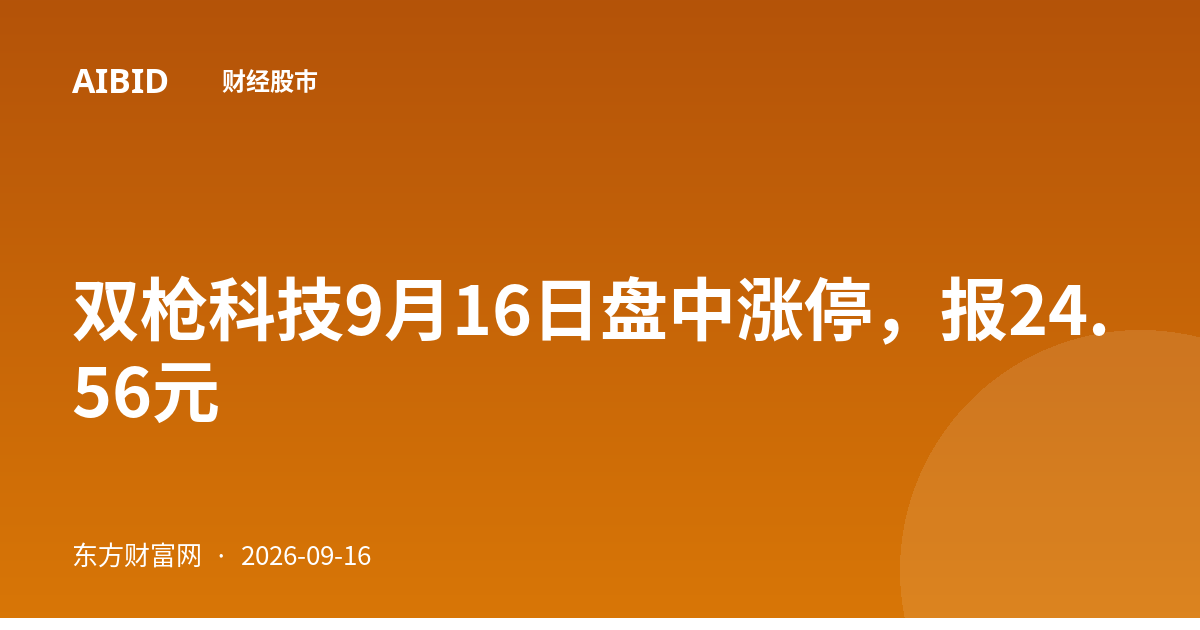 双枪科技9月16日盘中涨停，报24.56元