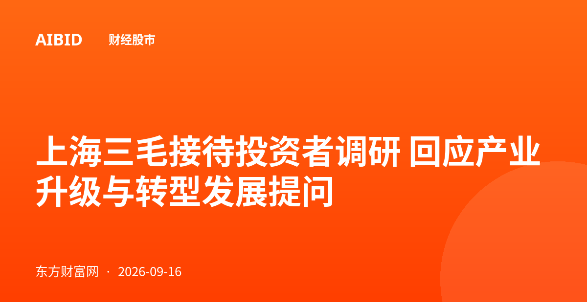 上海三毛接待投资者调研 回应产业升级与转型发展提问