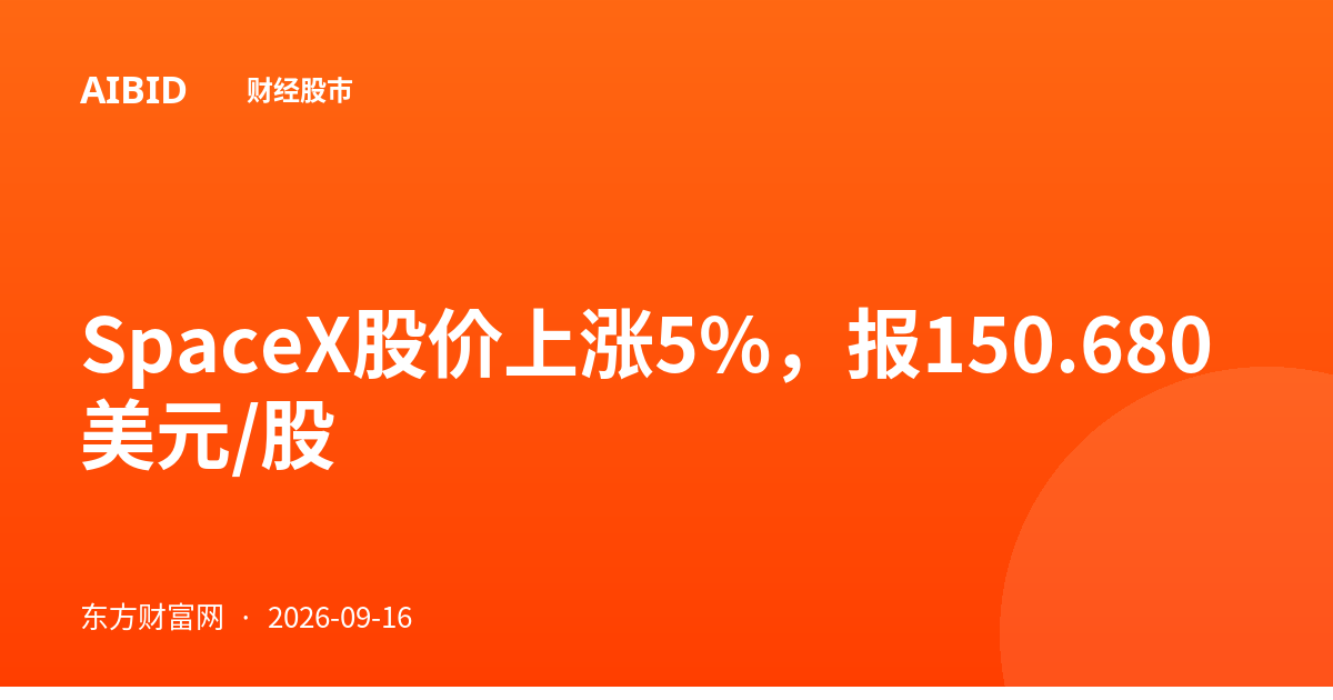 SpaceX股价上涨5%，报150.680美元/股