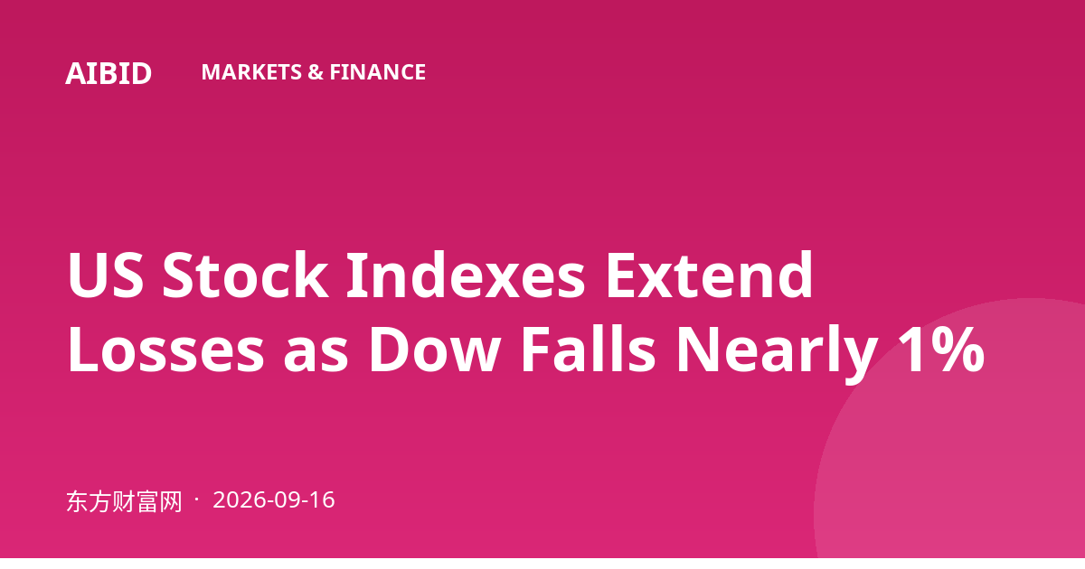 US Stock Indexes Extend Losses as Dow Falls Nearly 1%