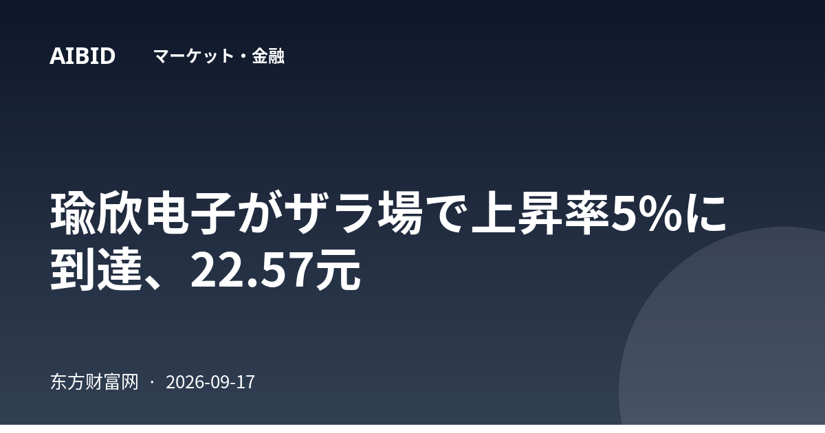 瑜欣电子がザラ場で上昇率5%に到達、22.57元