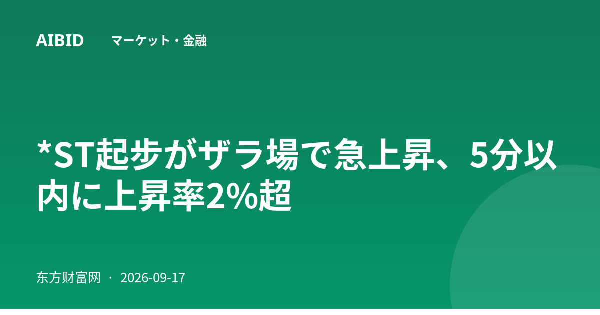 *ST起步がザラ場で急上昇、5分以内に上昇率2%超