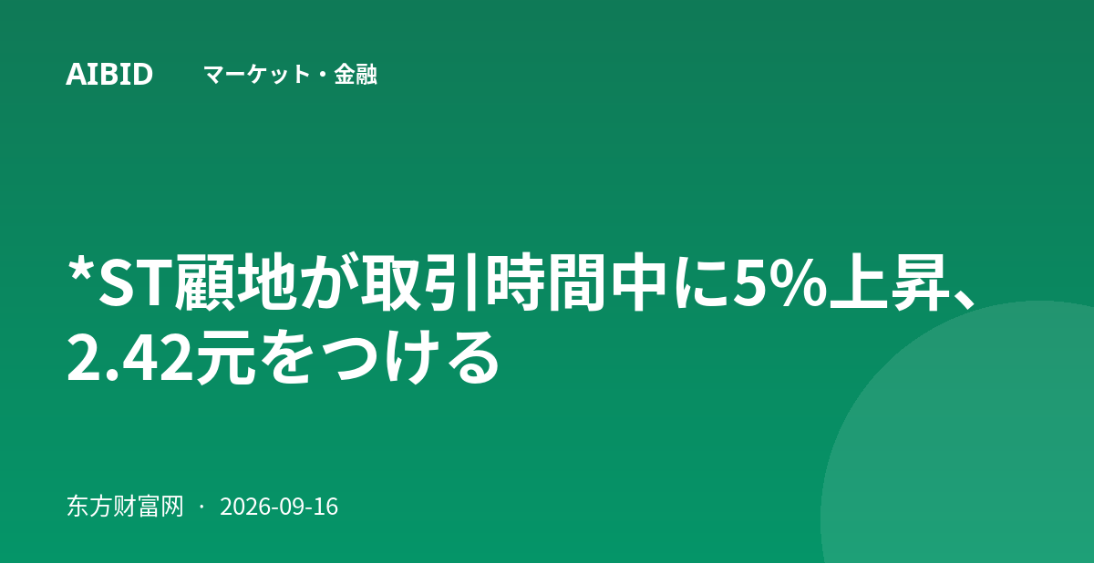 *ST顧地が取引時間中に5%上昇、2.42元をつける