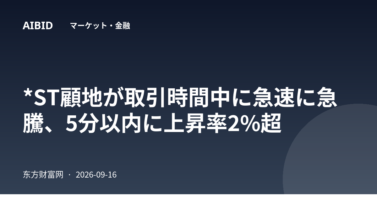 *ST顧地が取引時間中に急速に急騰、5分以内に上昇率2%超