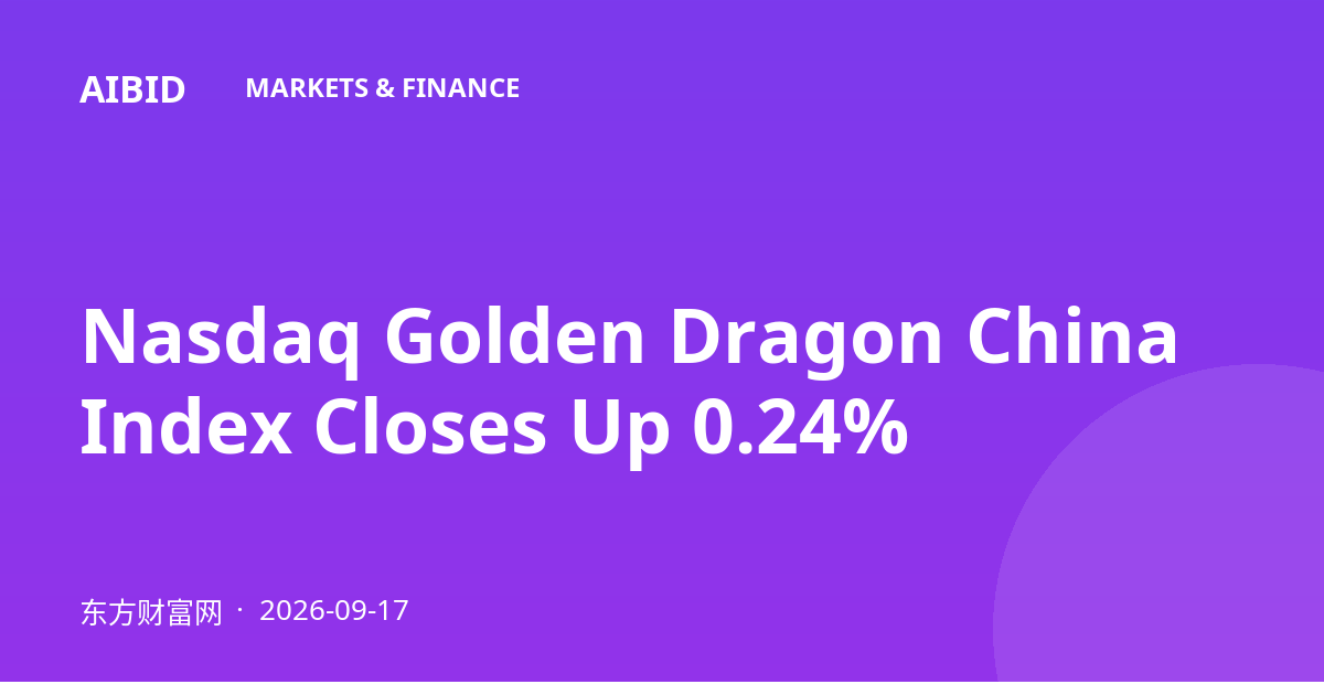 Nasdaq Golden Dragon China Index Closes Up 0.24%