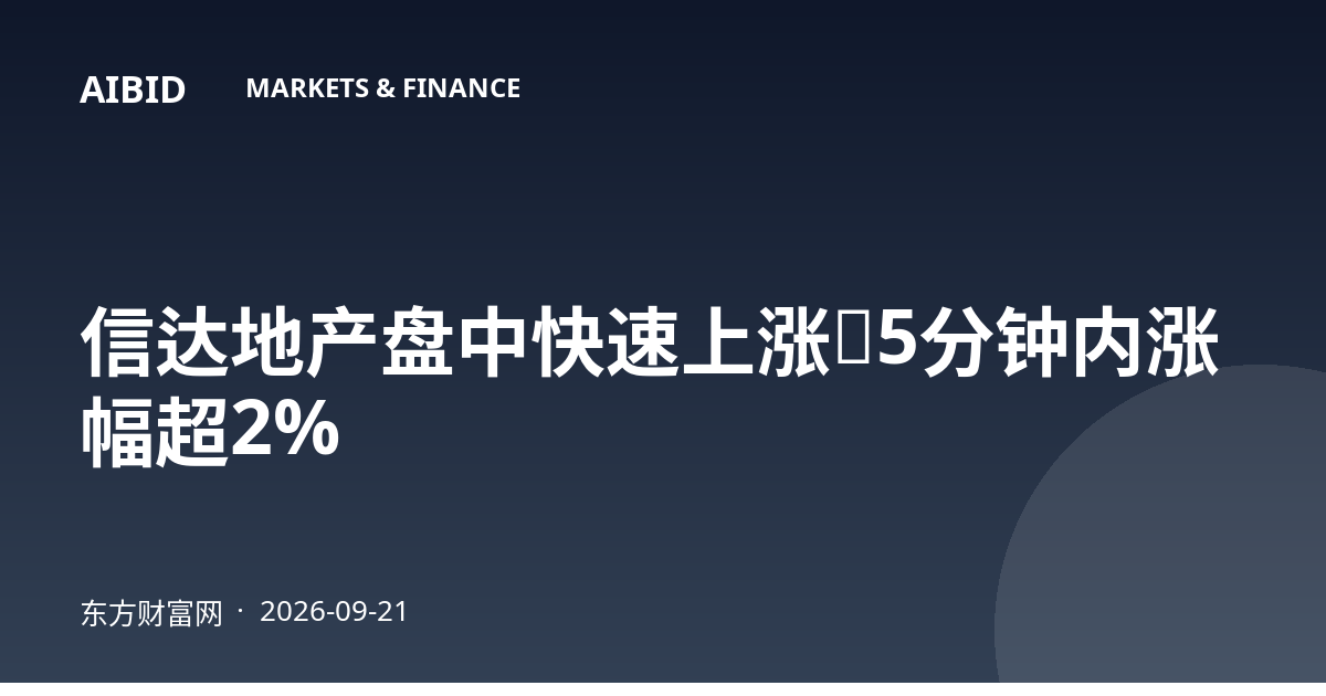 信达地产盘中快速上涨,5分钟内涨幅超2%