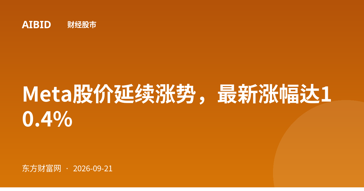 Meta股价延续涨势，最新涨幅达10.4%