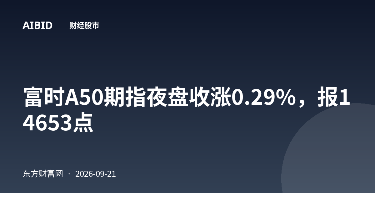 富时A50期指夜盘收涨0.29%,报14653点