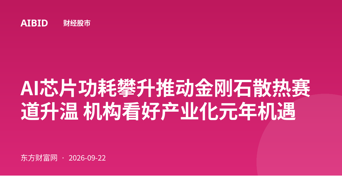 AI芯片功耗攀升推动金刚石散热赛道升温 机构看好产业化元年机遇