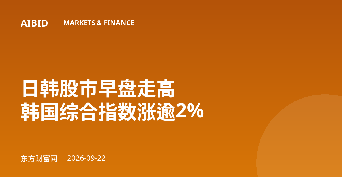 日韩股市早盘走高 韩国综合指数涨逾2%
