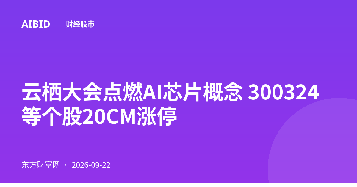 云栖大会点燃AI芯片概念 300324等个股20CM涨停