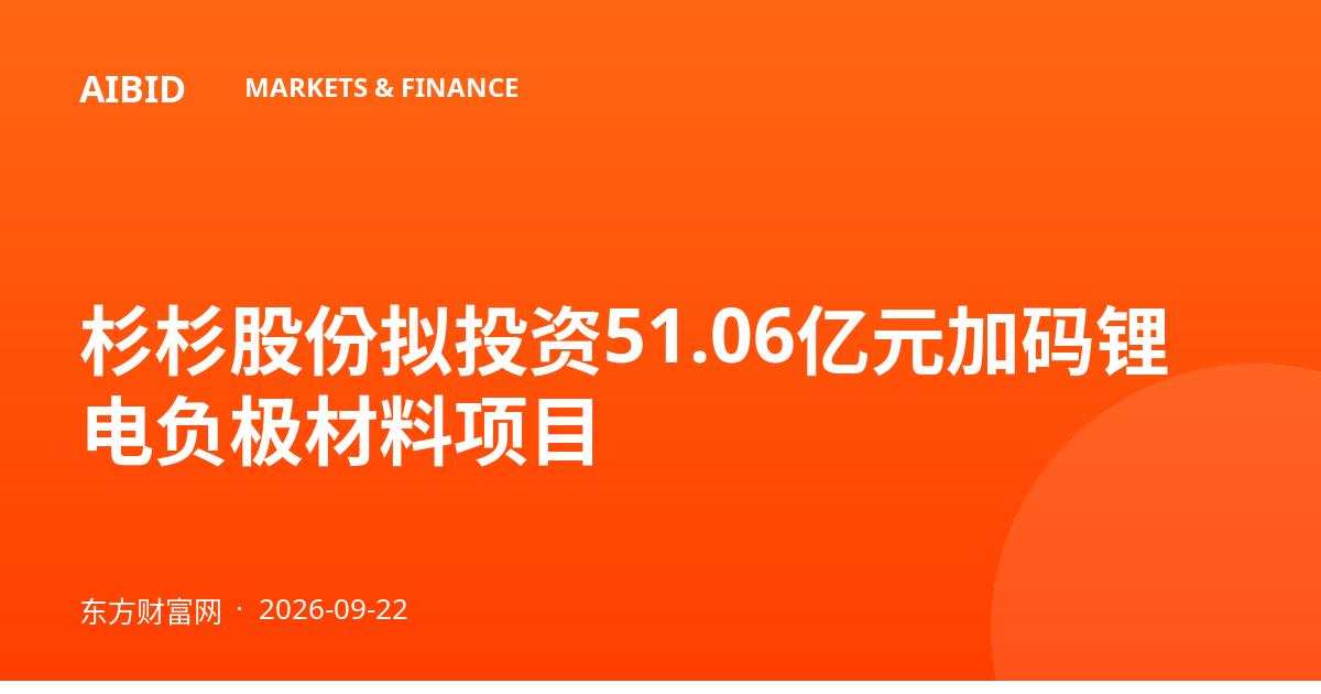 杉杉股份拟投资51.06亿元加码锂电负极材料项目