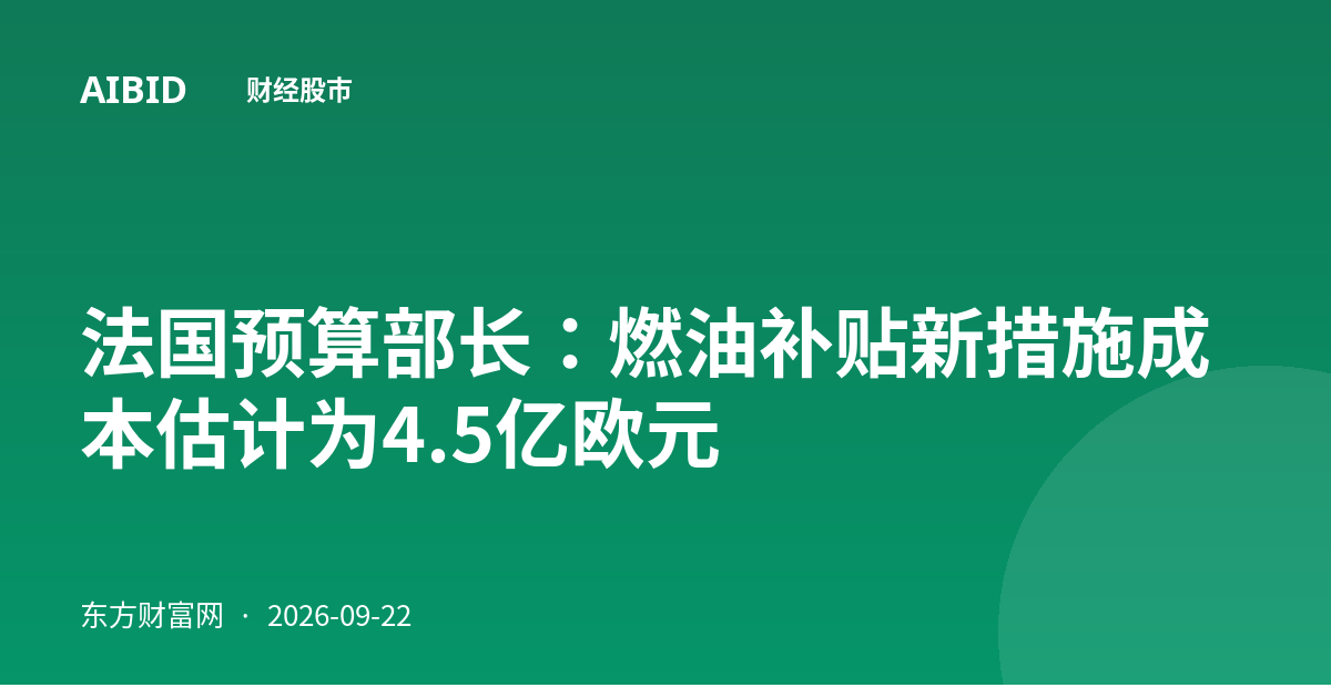 法国预算部长：燃油补贴新措施成本估计为4.5亿欧元