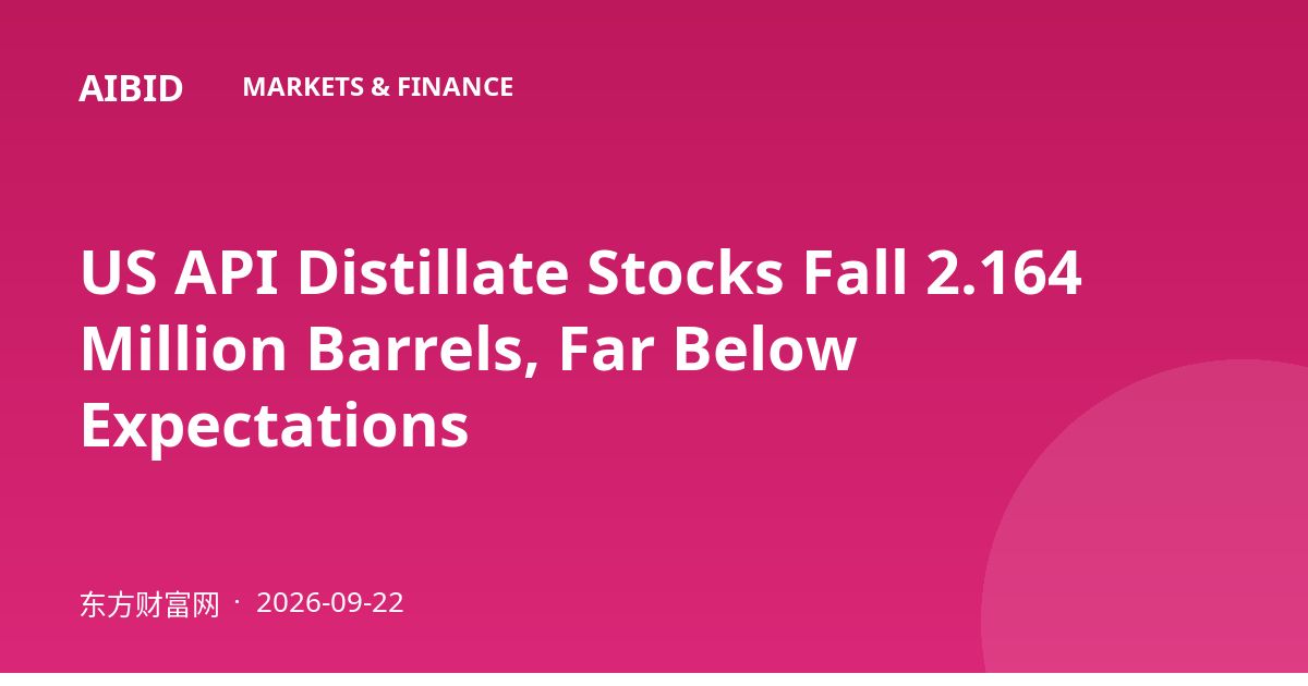 US API Distillate Stocks Fall 2.164 Million Barrels, Far Below Expectations