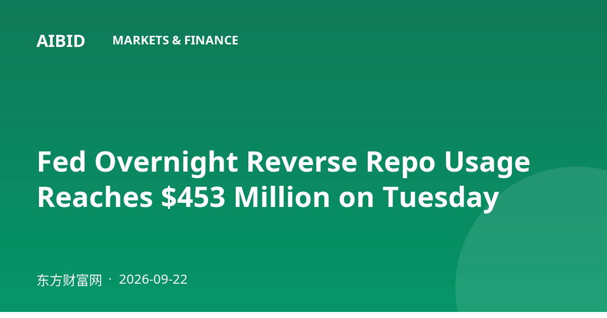 Fed Overnight Reverse Repo Usage Reaches $453 Million on Tuesday