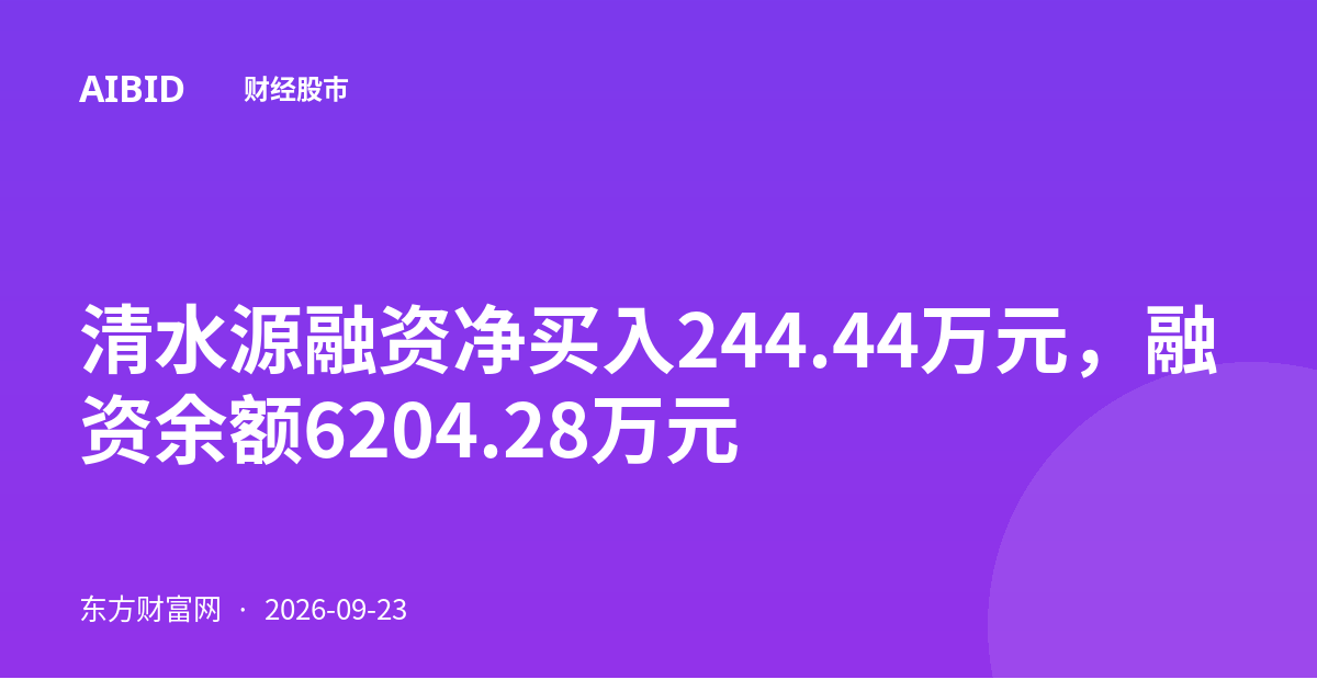 清水源融资净买入244.44万元,融资余额6204.28万元