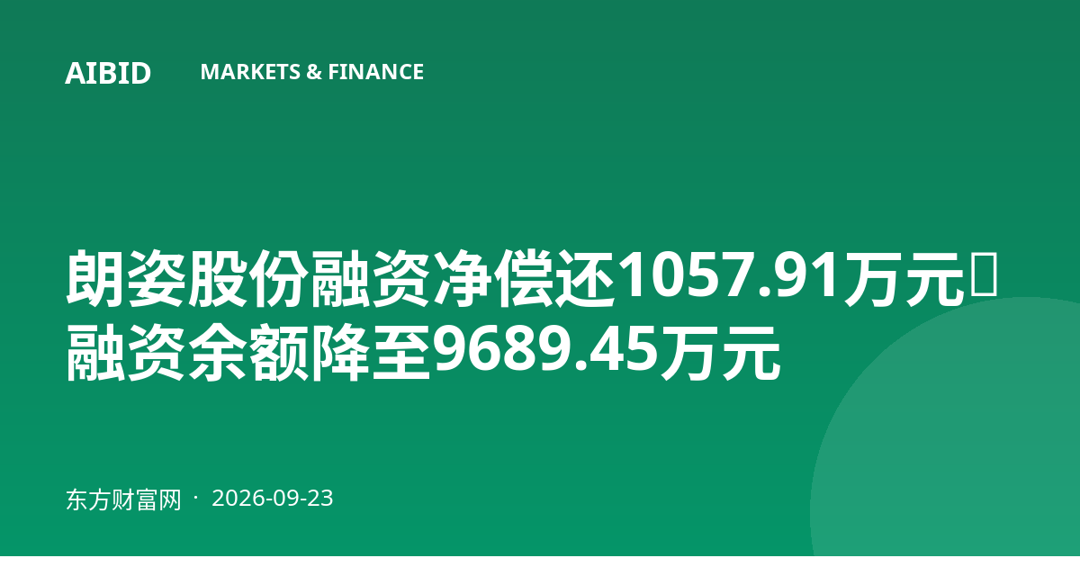 朗姿股份融资净偿还1057.91万元，融资余额降至9689.45万元