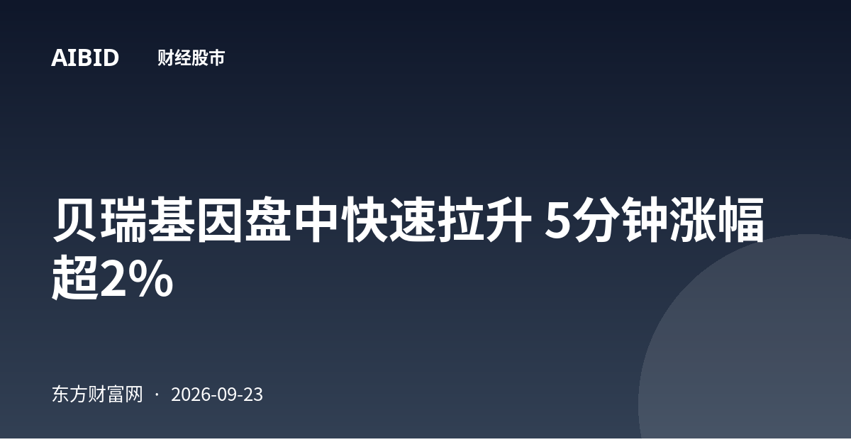 贝瑞基因盘中快速拉升 5分钟涨幅超2%