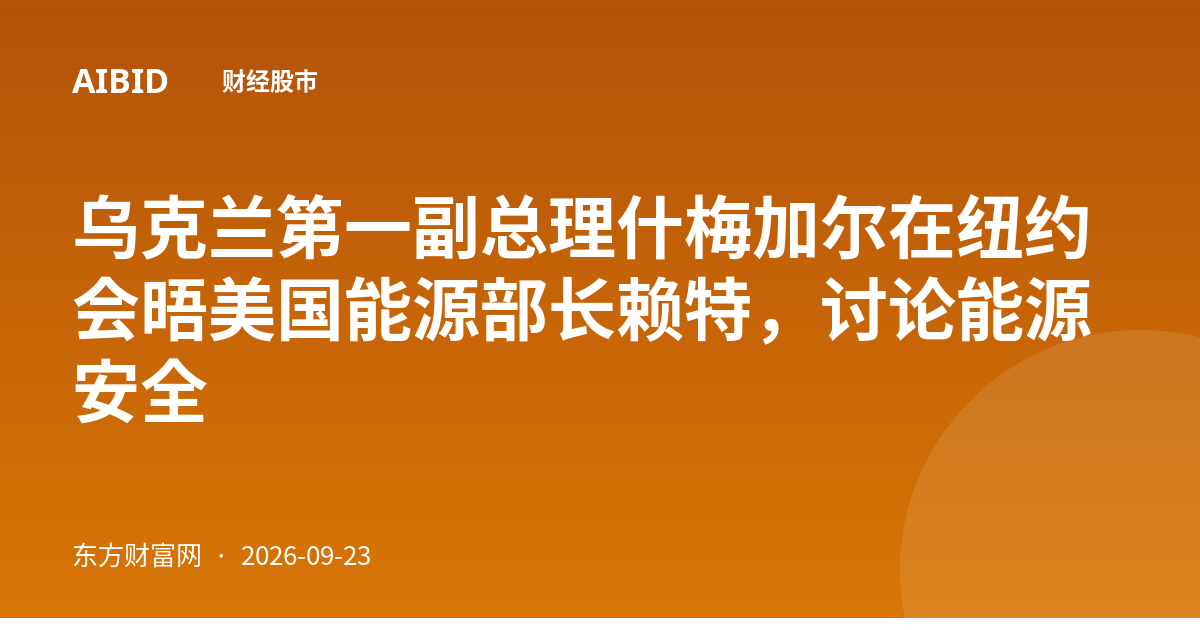 乌克兰第一副总理什梅加尔在纽约会晤美国能源部长赖特，讨论能源安全
