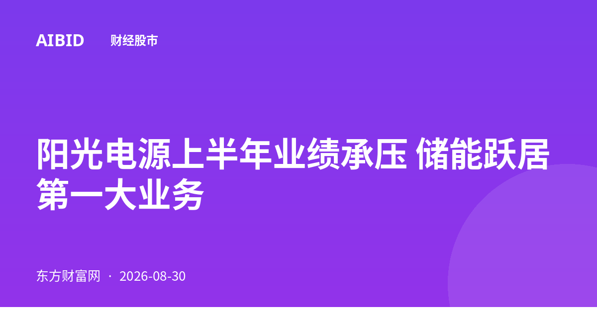 阳光电源上半年业绩承压 储能跃居第一大业务