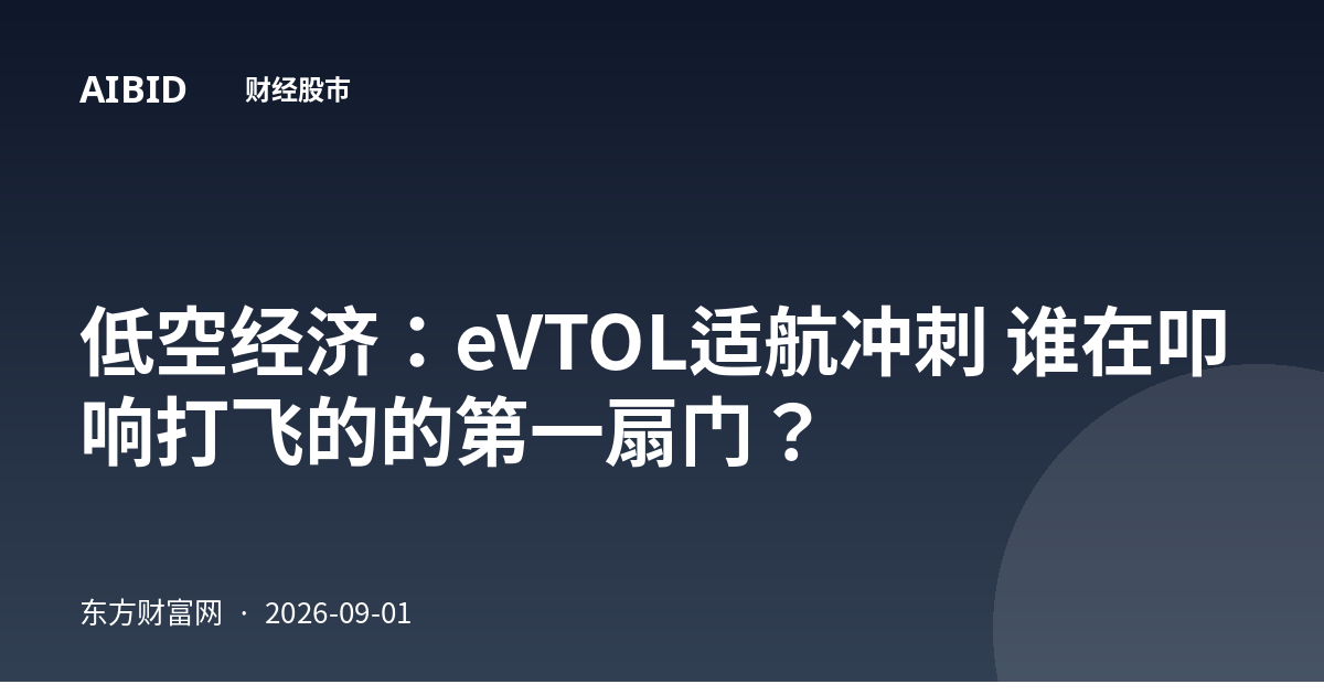 低空经济：eVTOL适航冲刺 谁在叩响打飞的的第一扇门？