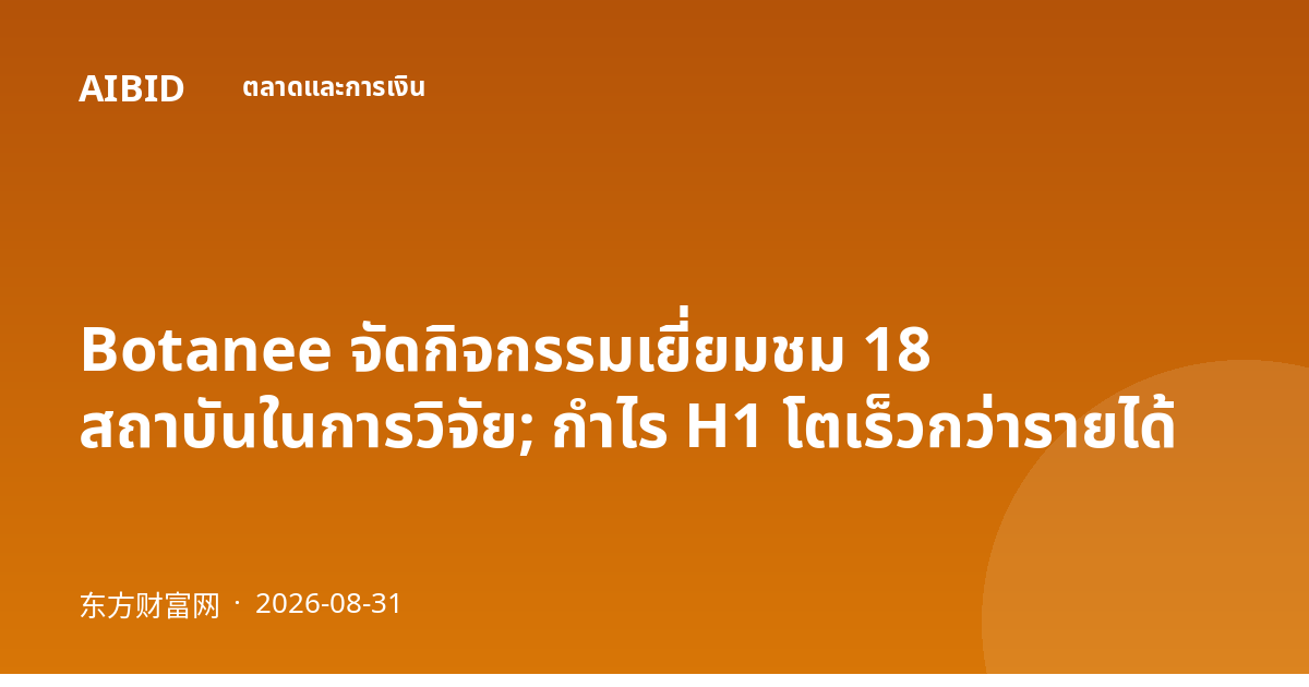 Botanee จัดกิจกรรมเยี่ยมชม 18 สถาบันในการวิจัย; กำไร H1 โตเร็วกว่ารายได้