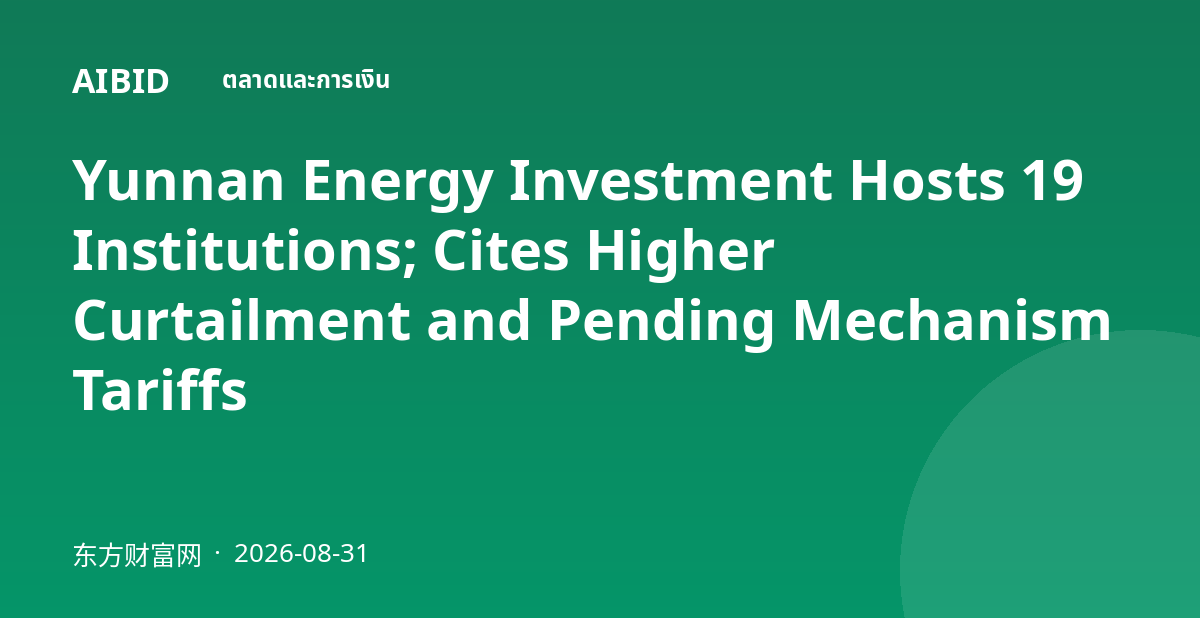 Yunnan Energy Investment Hosts 19 Institutions; Cites Higher Curtailment and Pending Mechanism Tariffs