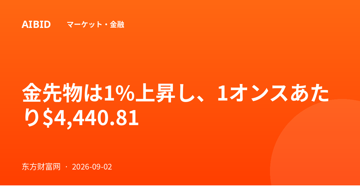 金先物は1%上昇し、1オンスあたり$4,440.81