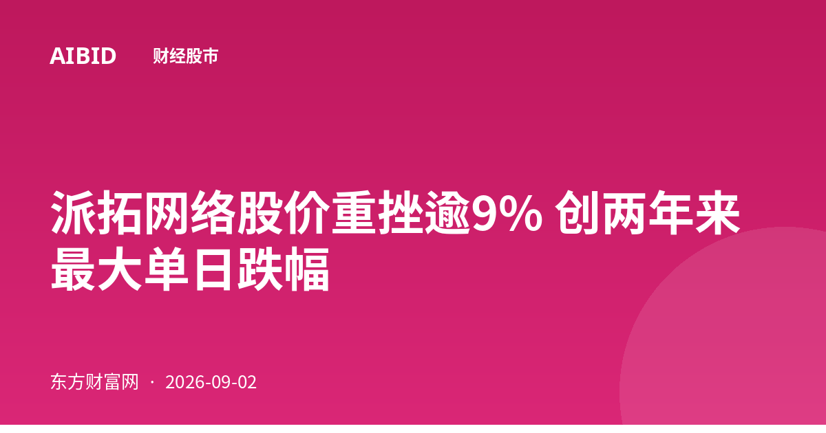 派拓网络股价重挫逾9% 创两年来最大单日跌幅