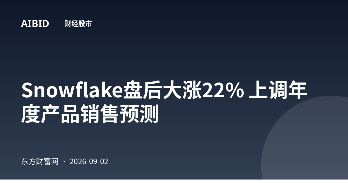 Snowflake盘后大涨22% 上调年度产品销售预测