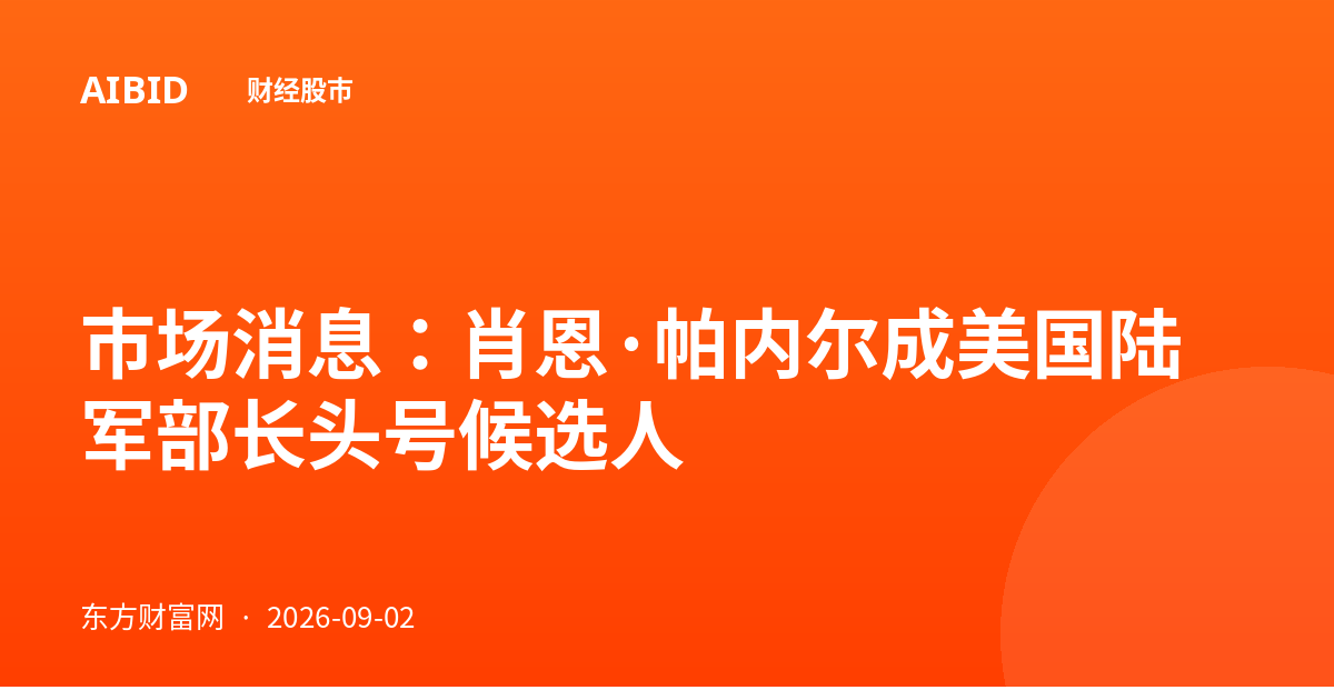 市场消息:肖恩·帕内尔成美国陆军部长头号候选人