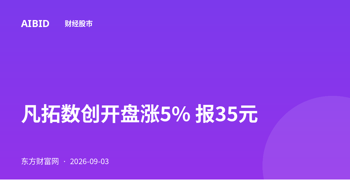 凡拓数创开盘涨5% 报35元
