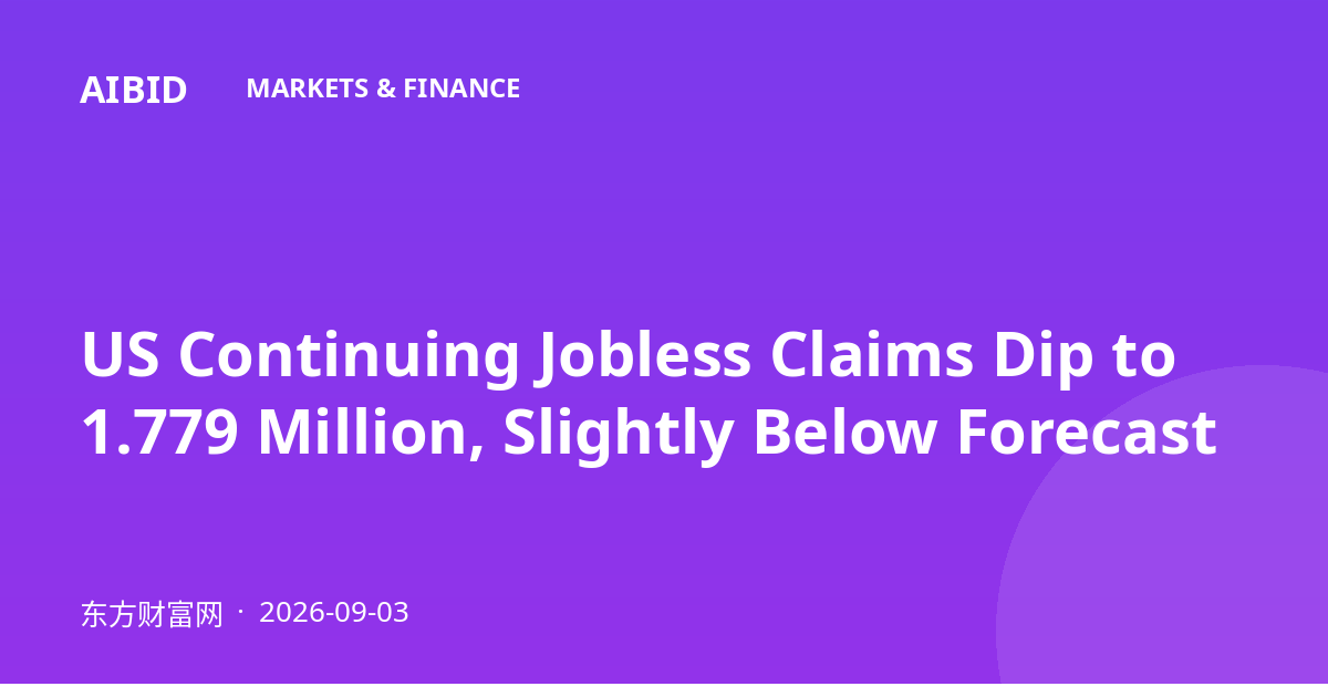 US Continuing Jobless Claims Dip to 1.779 Million, Slightly Below Forecast