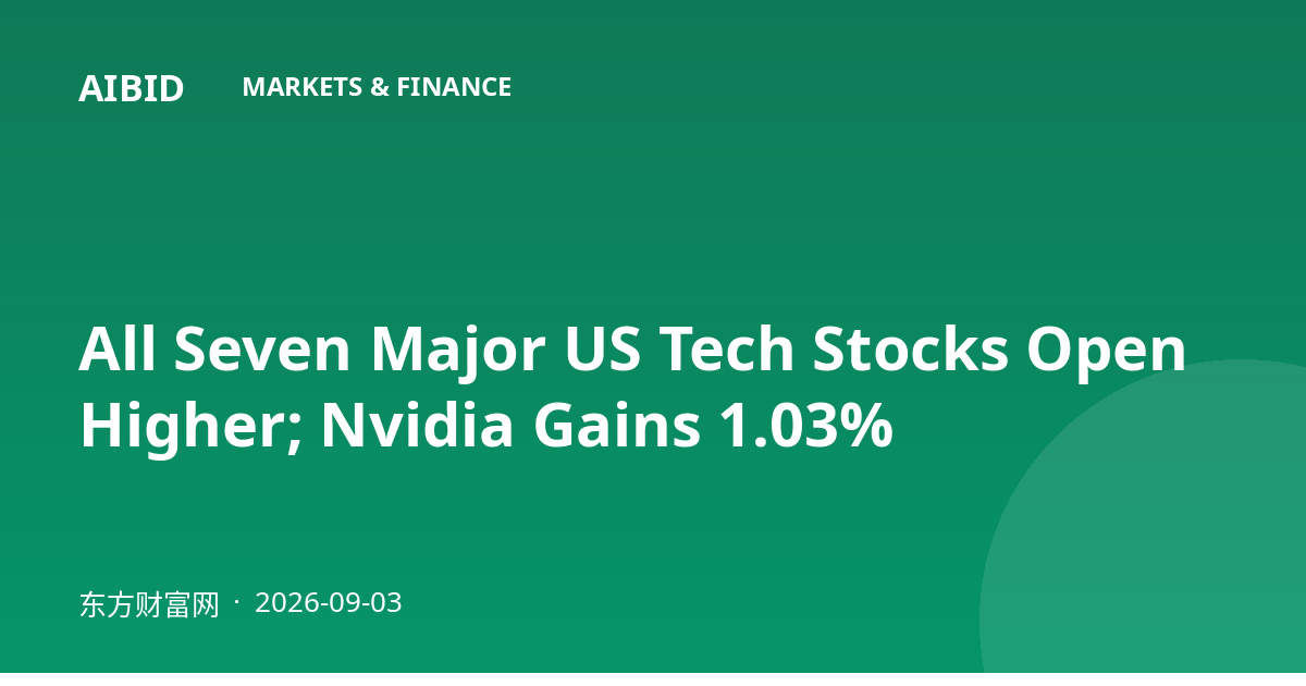 All Seven Major US Tech Stocks Open Higher; Nvidia Gains 1.03%