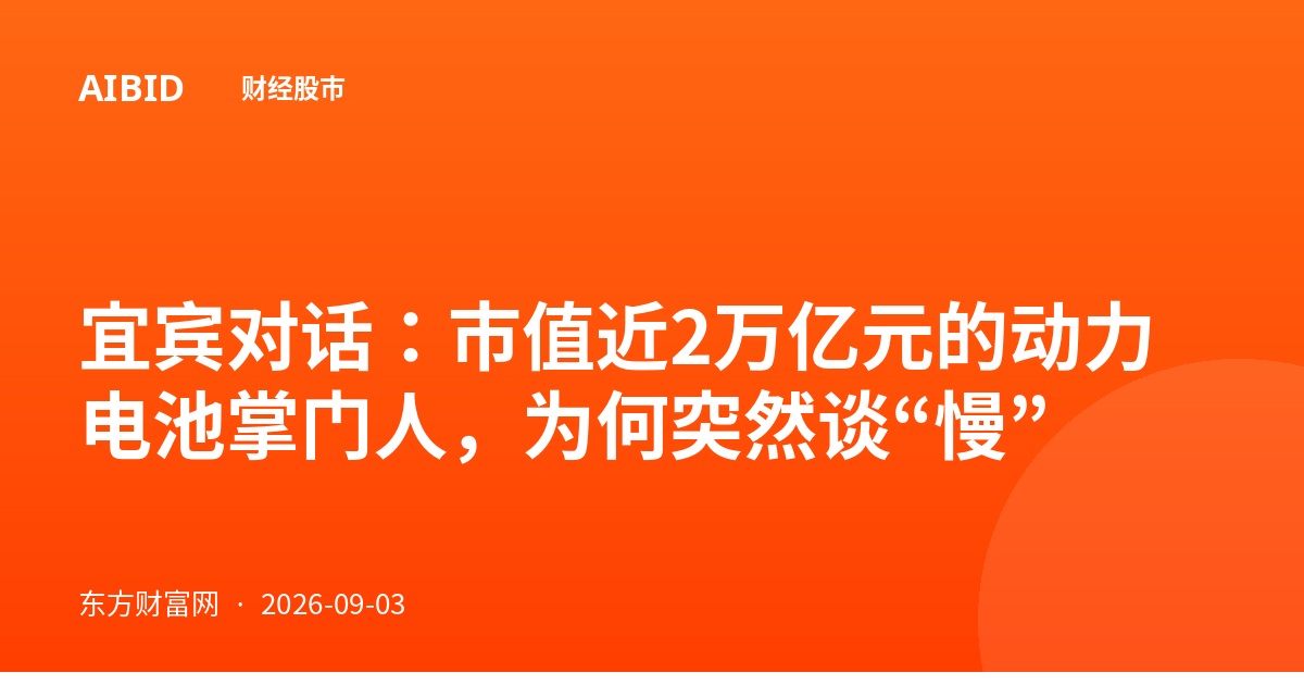 宜宾对话:市值近2万亿元的动力电池掌门人,为何突然谈“慢”