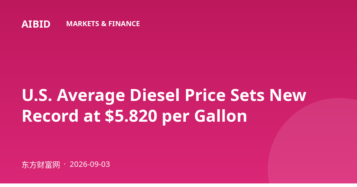 U.S. Average Diesel Price Sets New Record at $5.820 per Gallon