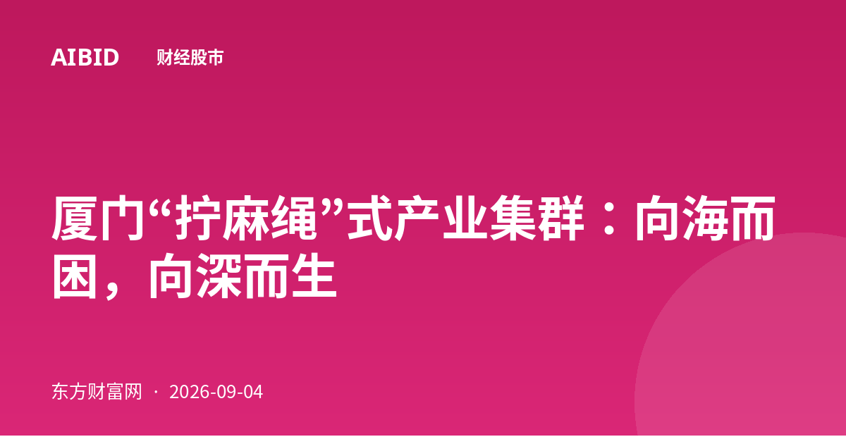厦门“拧麻绳”式产业集群：向海而困，向深而生