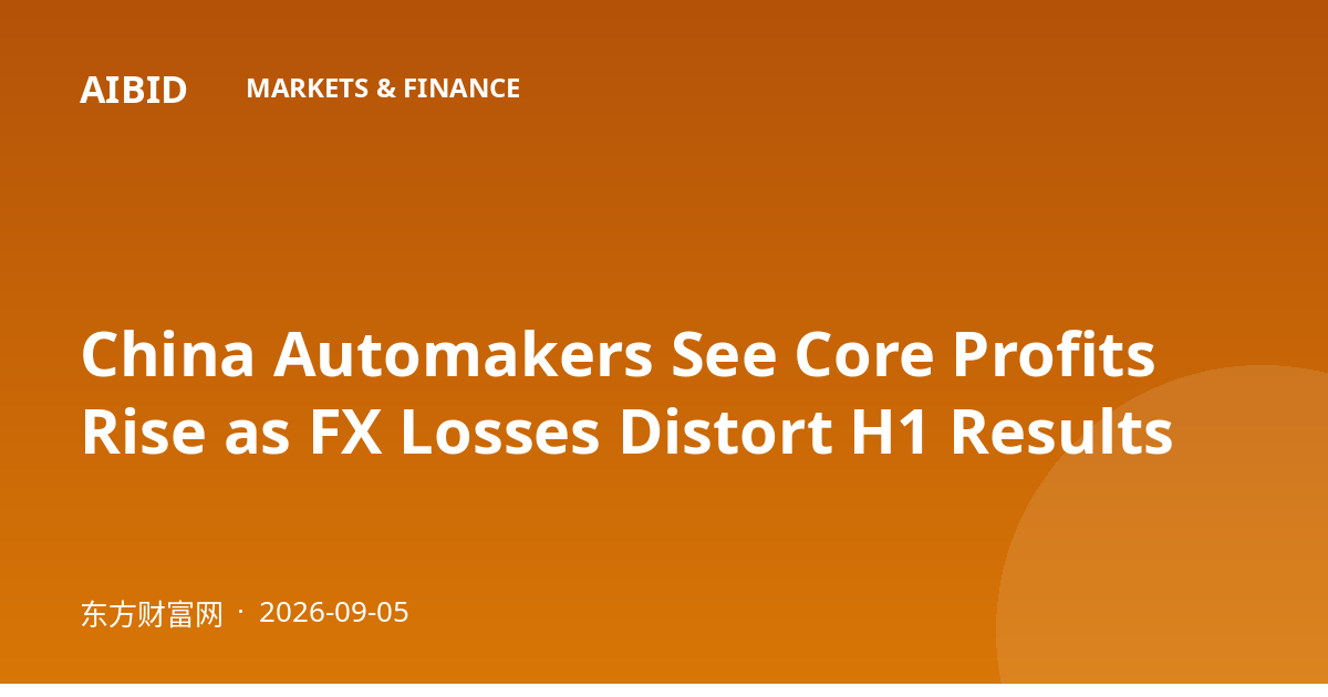 China Automakers See Core Profits Rise as FX Losses Distort H1 Results