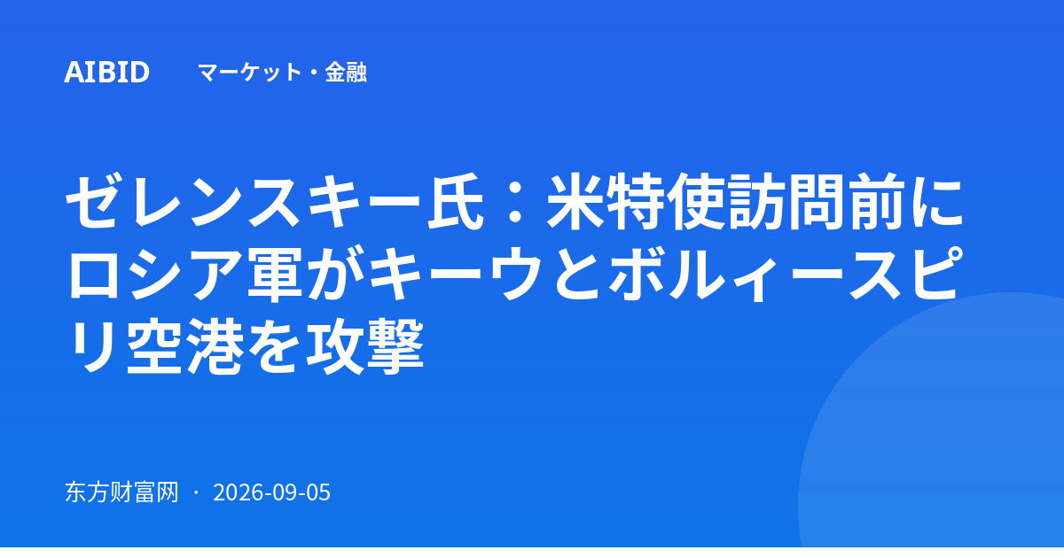 ゼレンスキー氏：米特使訪問前にロシア軍がキーウとボルィースピリ空港を攻撃