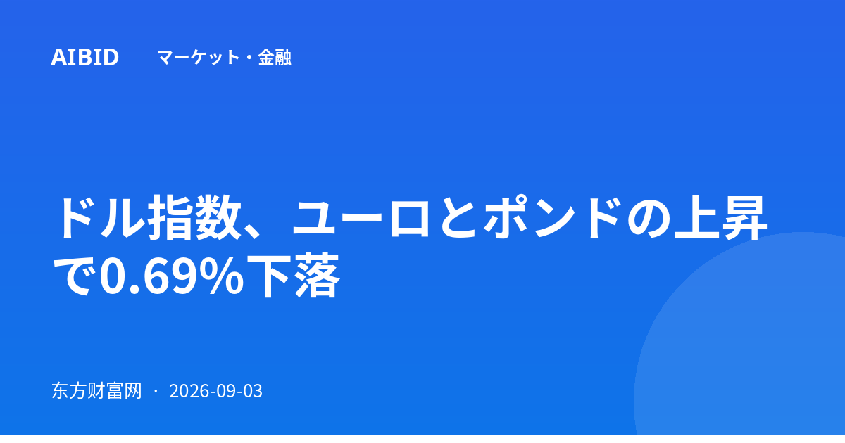 ドル指数、ユーロとポンドの上昇で0.69%下落