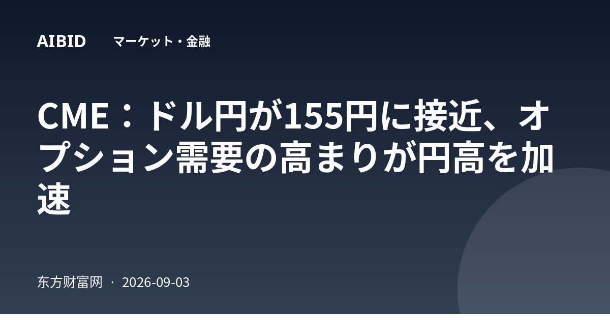 CME：ドル円が155円に接近、オプション需要の高まりが円高を加速