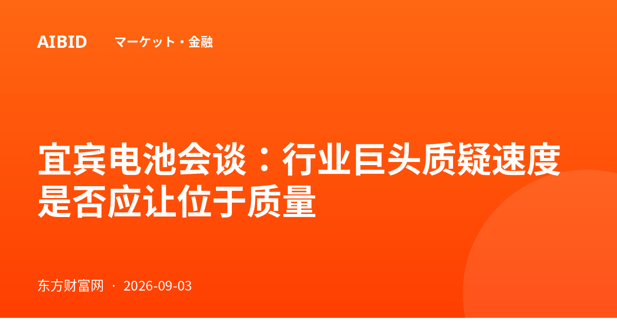宜宾电池会谈：行业巨头质疑速度是否应让位于质量