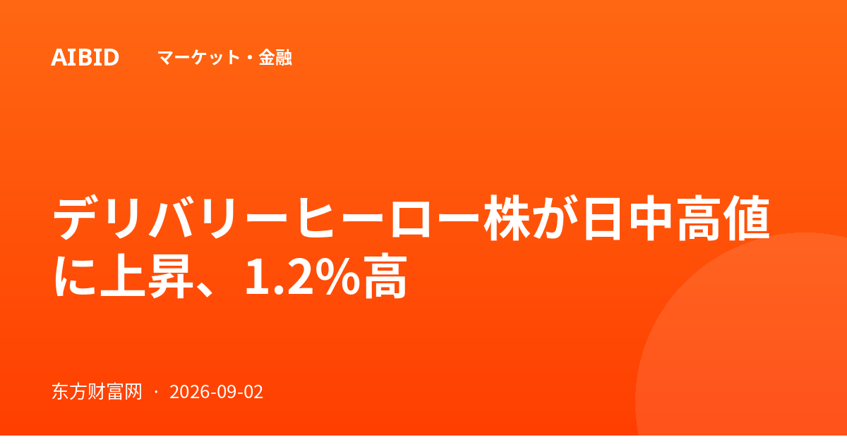 デリバリーヒーロー株が日中高値に上昇、1.2%高