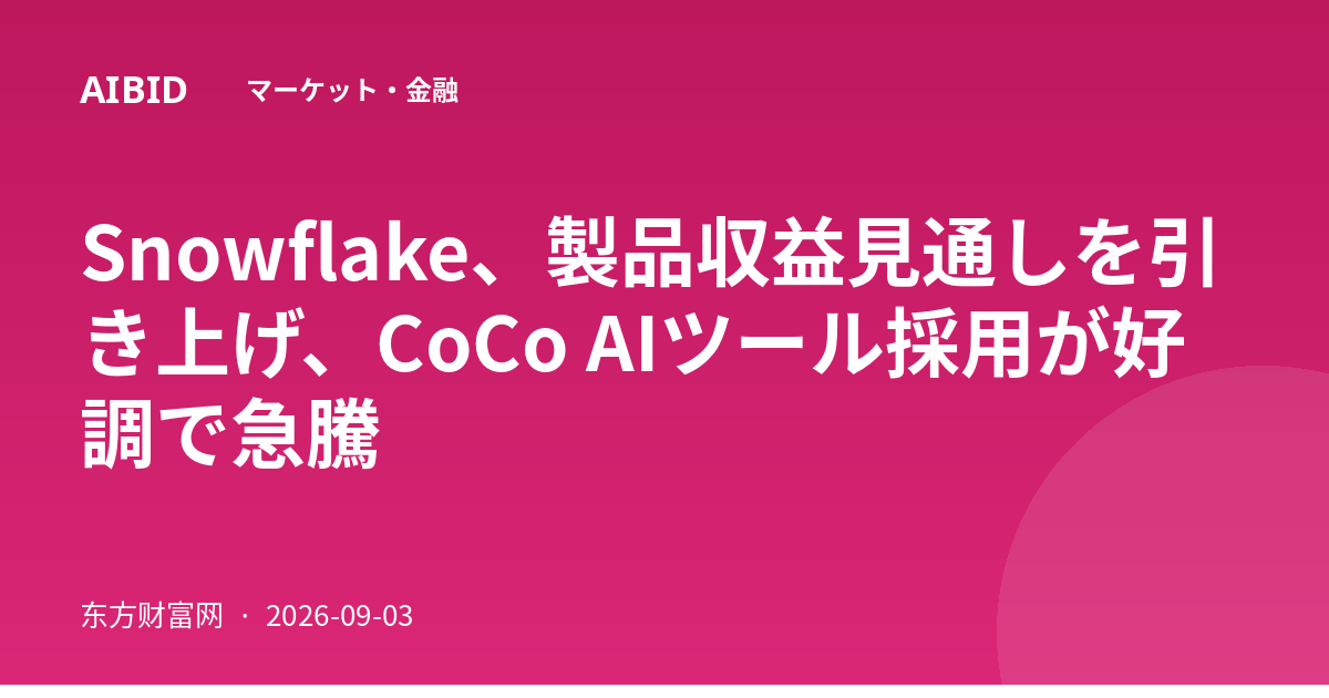 Snowflake、製品収益見通しを引き上げ、CoCo AIツール採用が好調で急騰