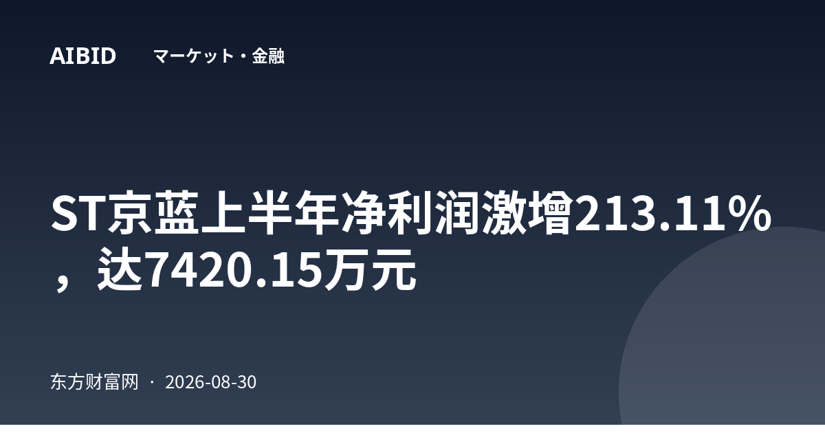 ST京蓝上半年净利润激增213.11%，达7420.15万元