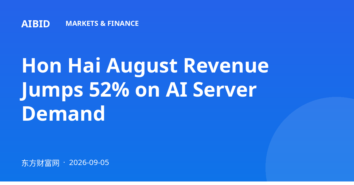 Hon Hai August Revenue Jumps 52% on AI Server Demand